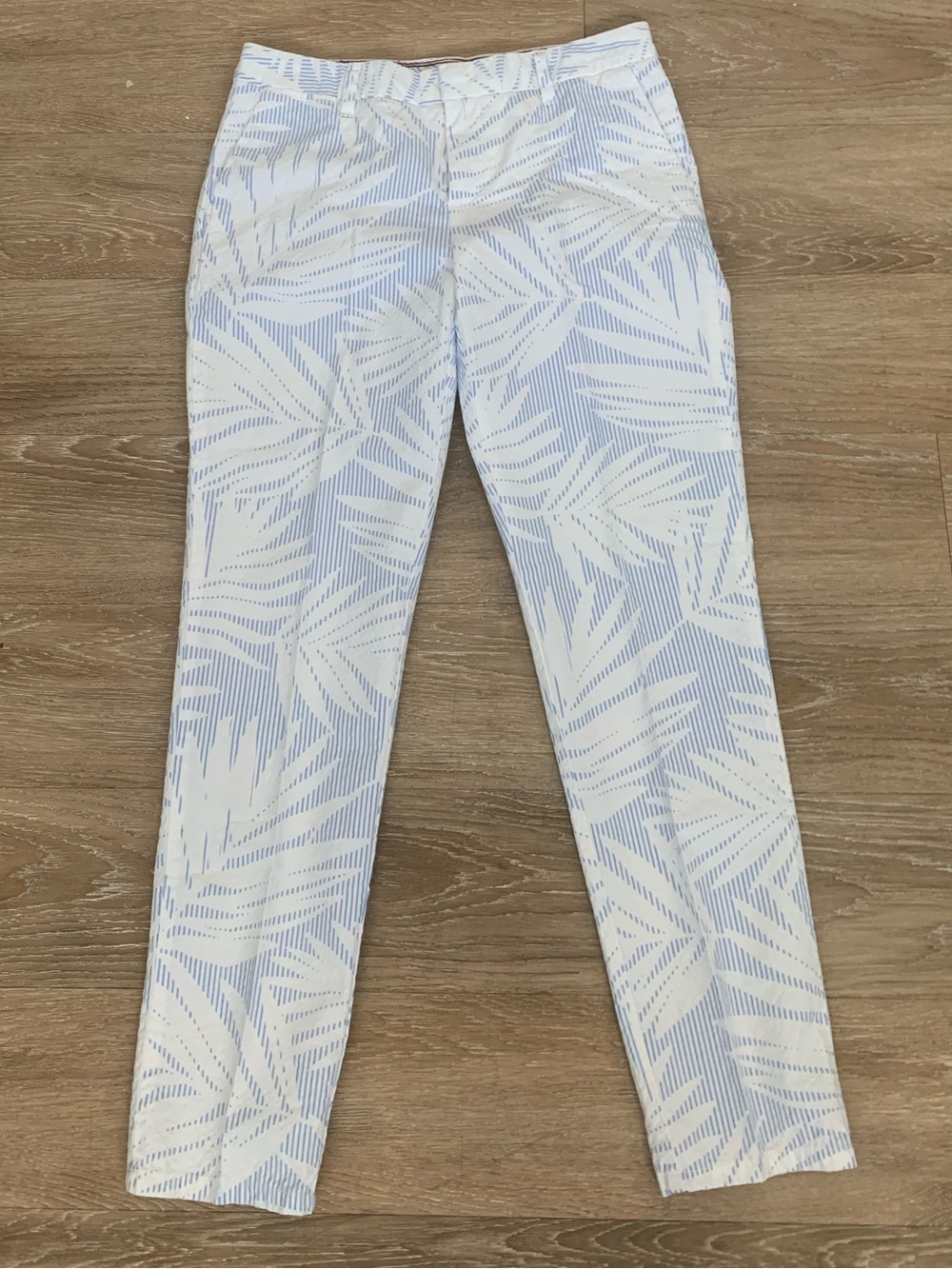 Tommy Hilfiger Blue Striped Tropical Slim Chino Coastal Chic Pants Size 8